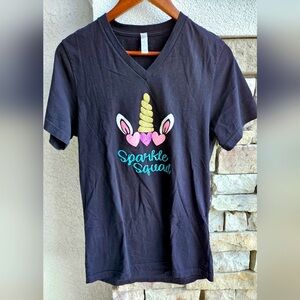 Sparkle Squad Black Rainbow Unicorn Top